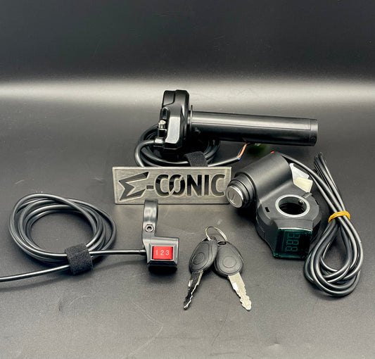 Controller Essentials:  PREWIRED (FD) Bundle inc SurRon Style Throttle w Choice of Grips, Key Voltmeter & 3 Speed