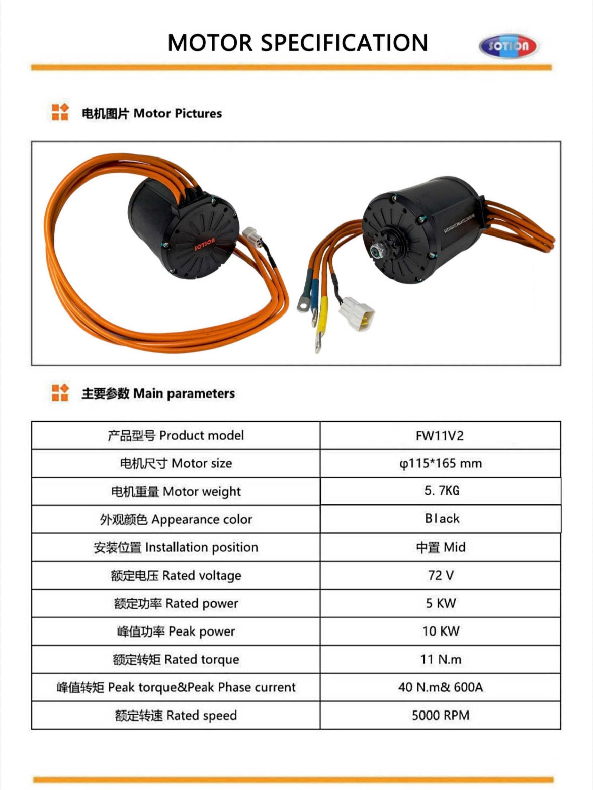 Razor Sotion FW11 v2 Motor w #35 Sprocket, Prewired FarDriver ND72450 (Optional 72680) Bundle & Tuning Session; 14kw