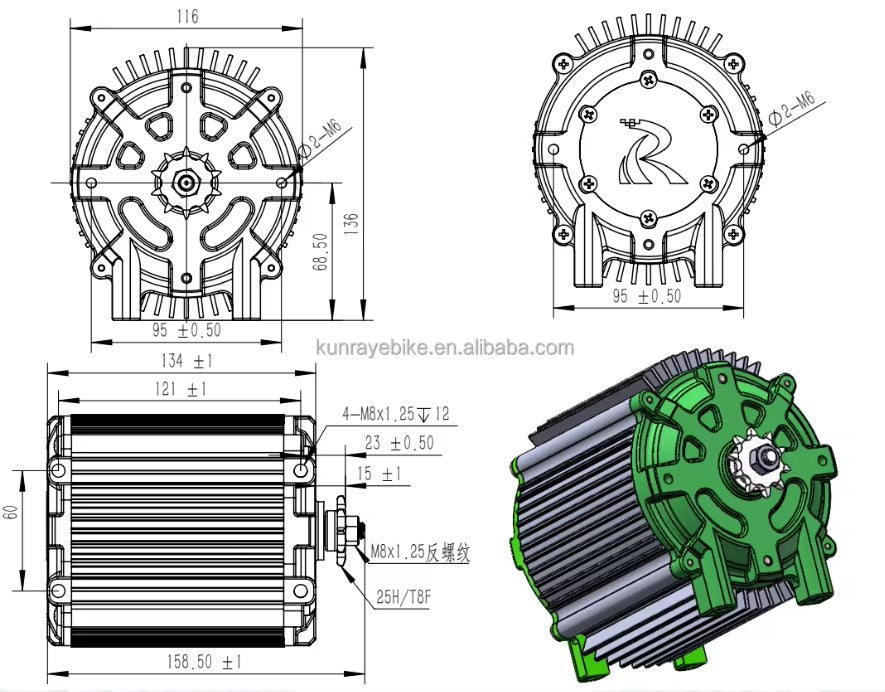 Motors:  Kunray KR5V (v2) Motor w #35 Sprocket (9T)
